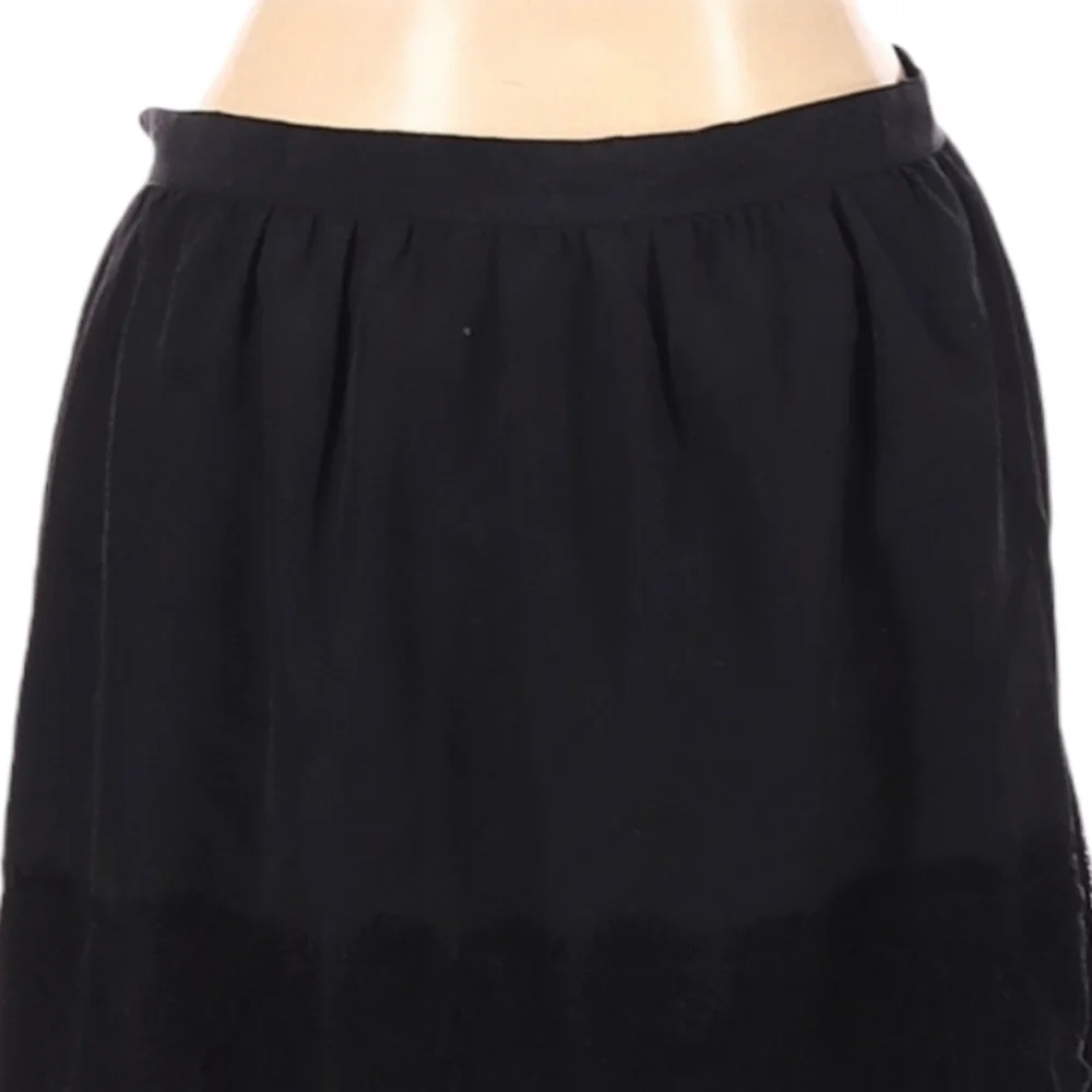 Laundry by Shelli Segal A-line Skirt 10‎ Black Lace Overlay Pleated Preppy Zip
